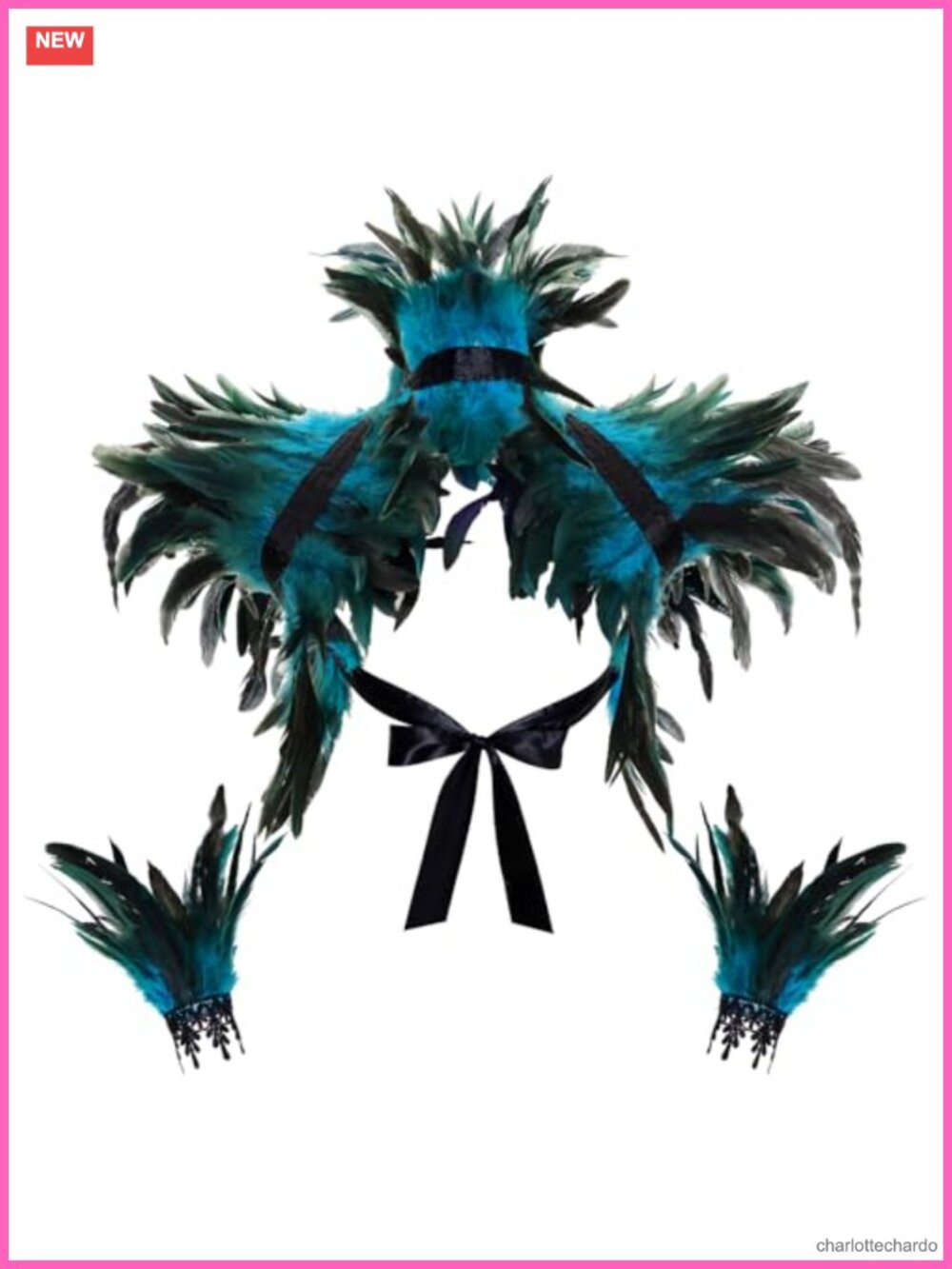 Feather Shawl Wrist Cuff Set Witch Costume Accessories for Women